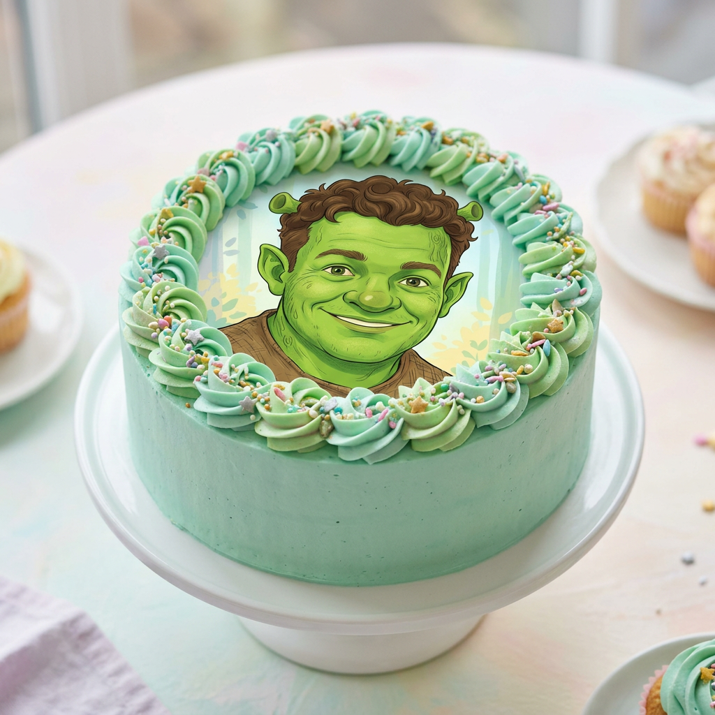 Celebration cake with an edible printed character portrait
