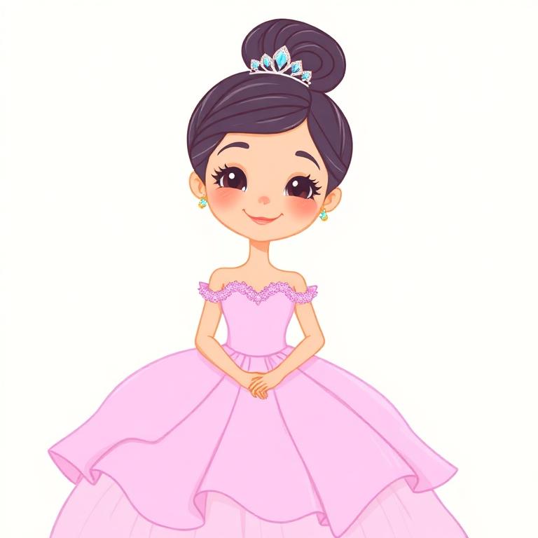Original fairytale princess cartoon illustration